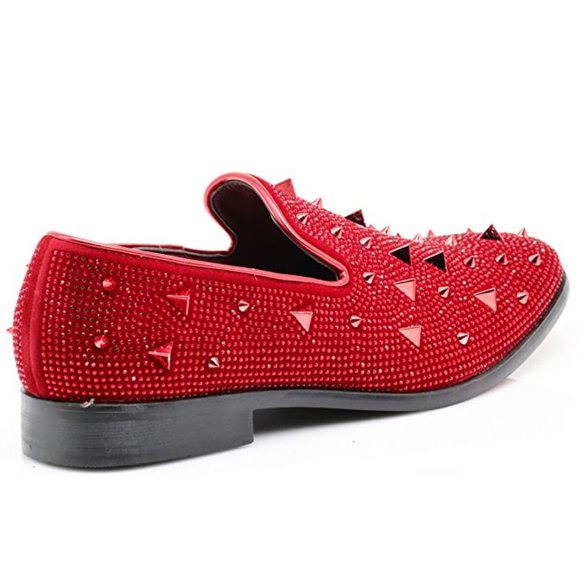 Men's Spike Pointy Toe Punk Studded Rivet Loafers Casual Dress Slip On Shoes s24 - Picture 4 of 5